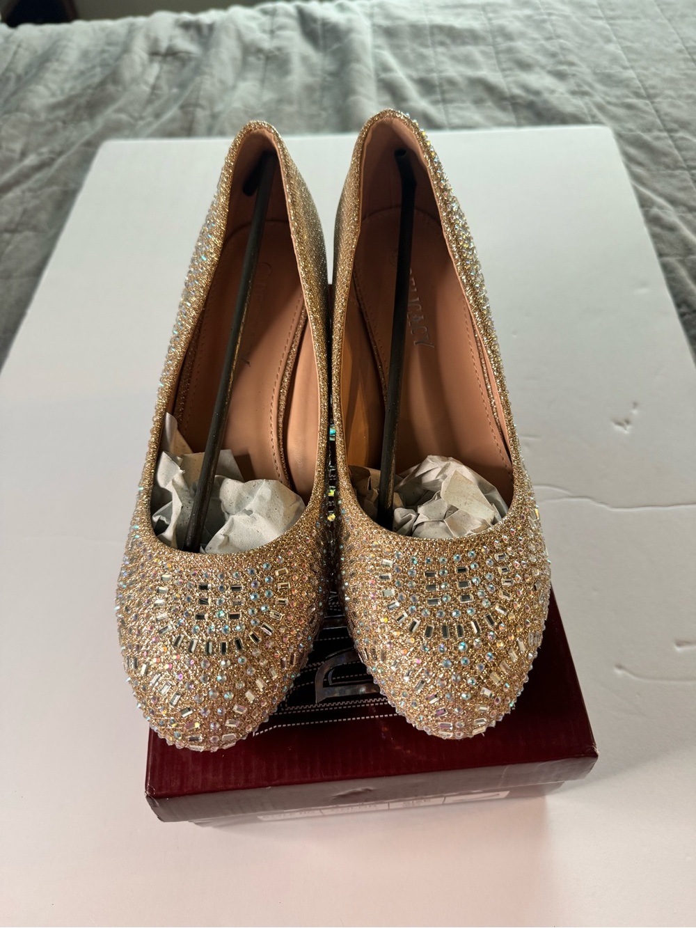 Delicacy Gold Crystal Embellished Heels